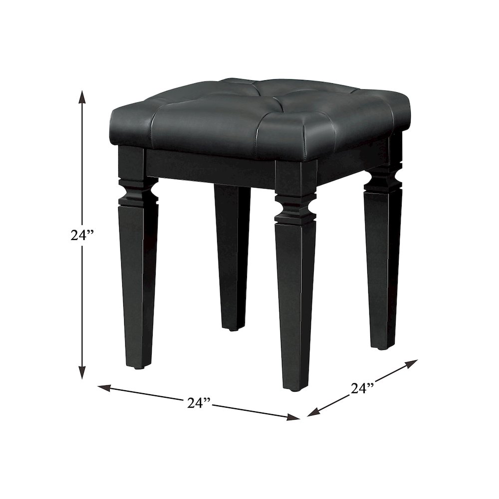 Allura Rubberwood Vanity Stool in Black. Picture 3