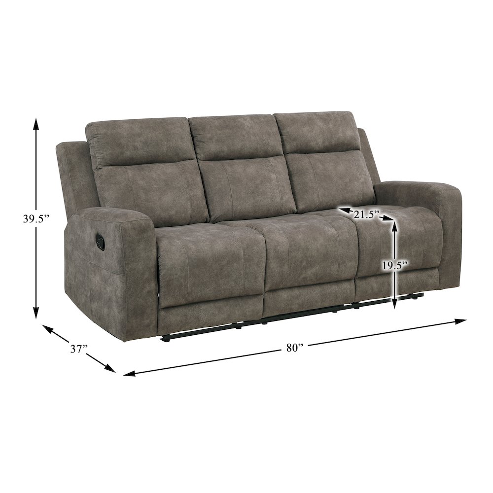 Muncie Microfiber Double Reclining Sofa in Brown. Picture 5