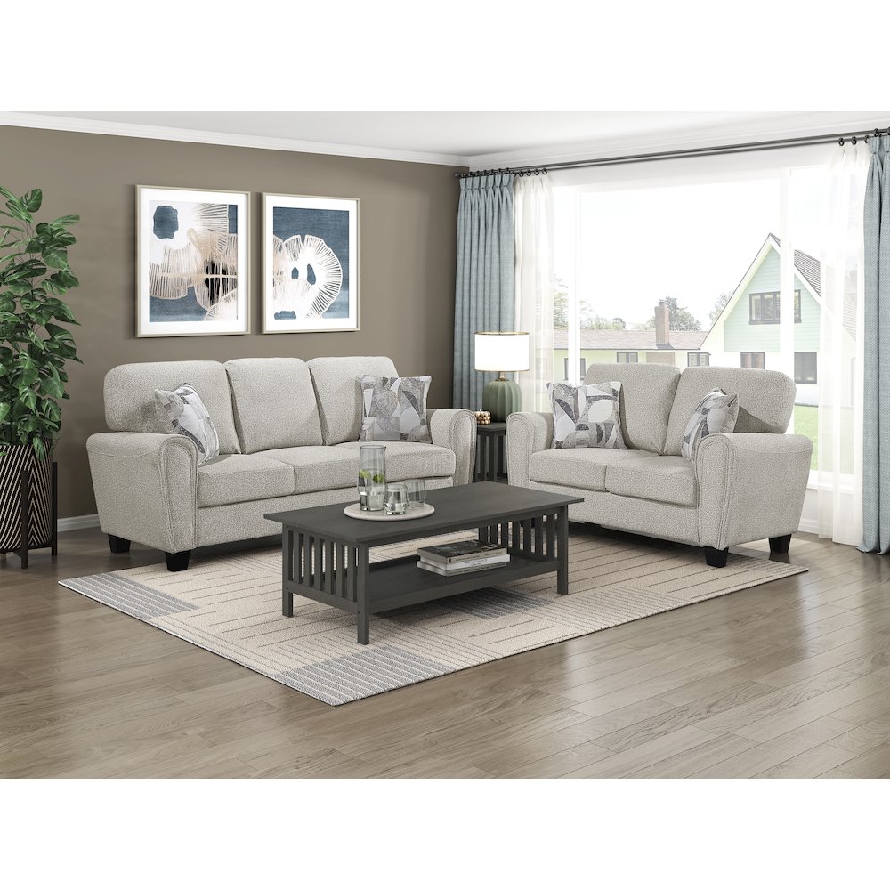 Lemond Chenille Love Seat in Gray. Picture 2