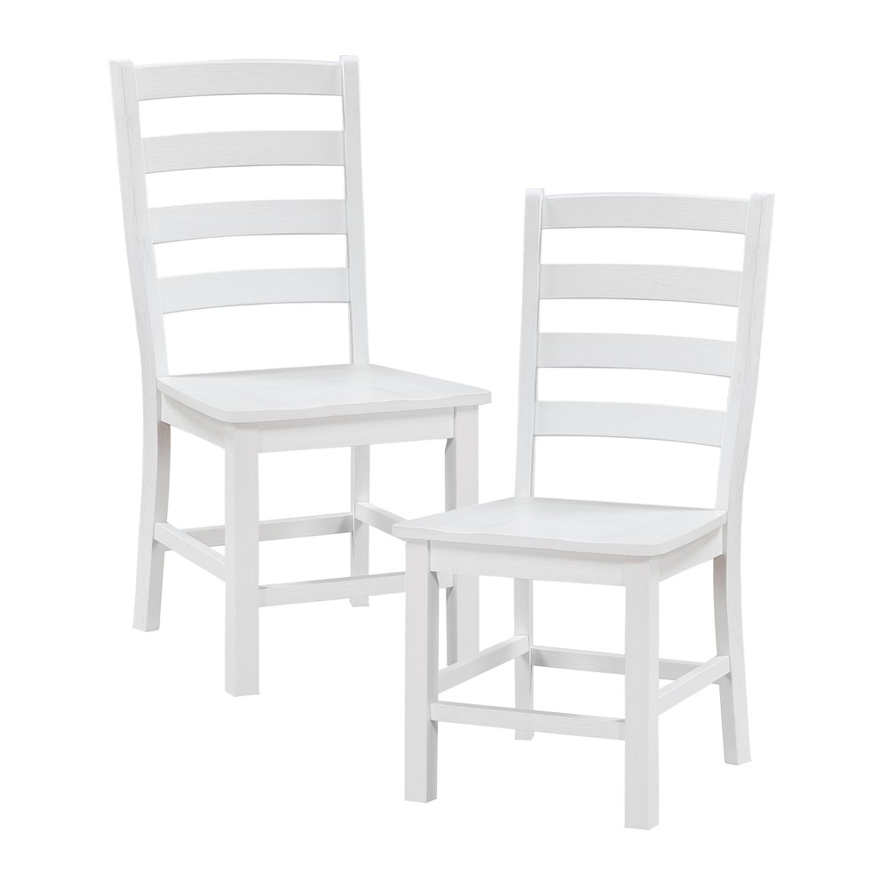 Redmond Asian Hardwood Dining Side Chair, Set of 2 in White. Picture 2