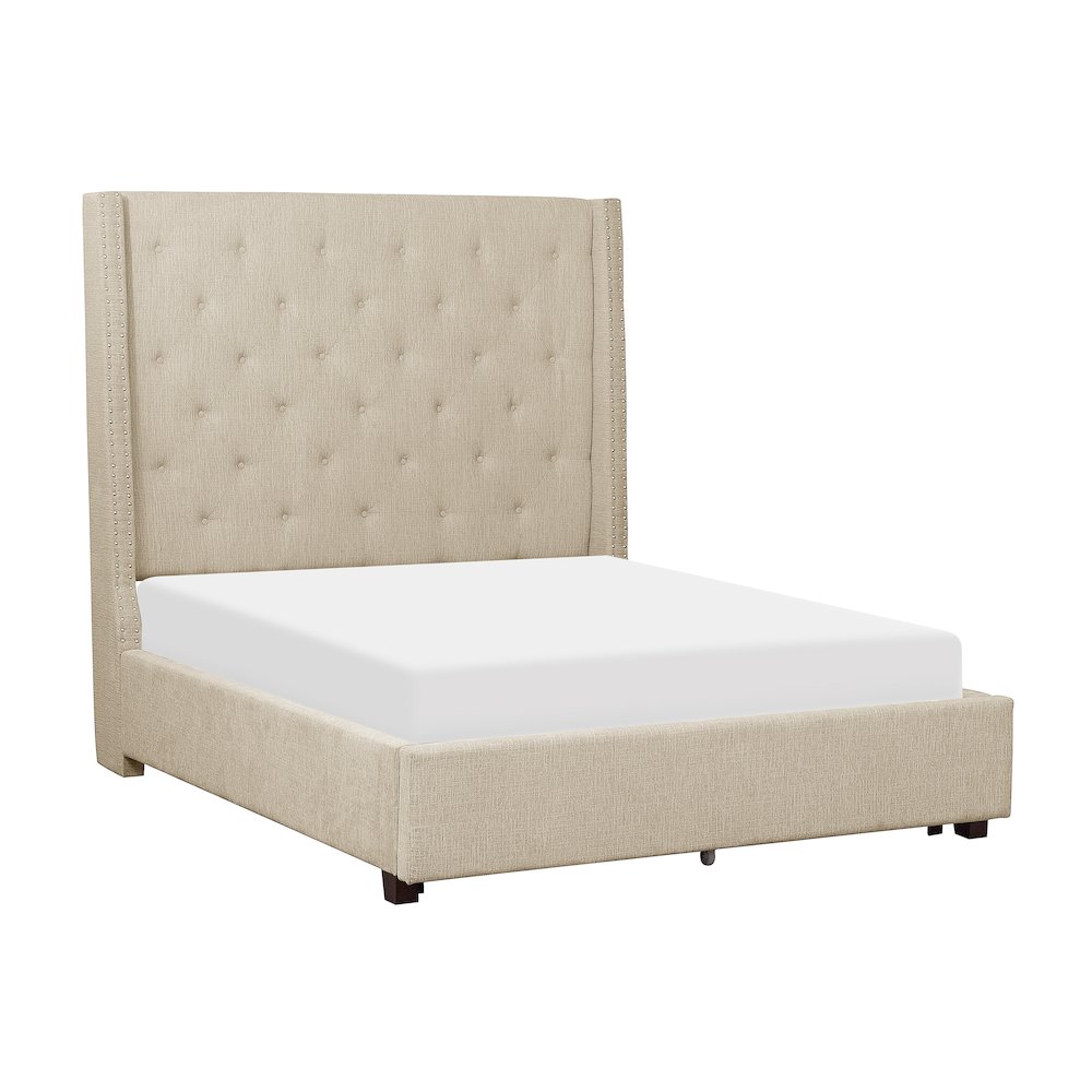 Fairborn Solid Wood Queen Platform Bed in Beige. Picture 1