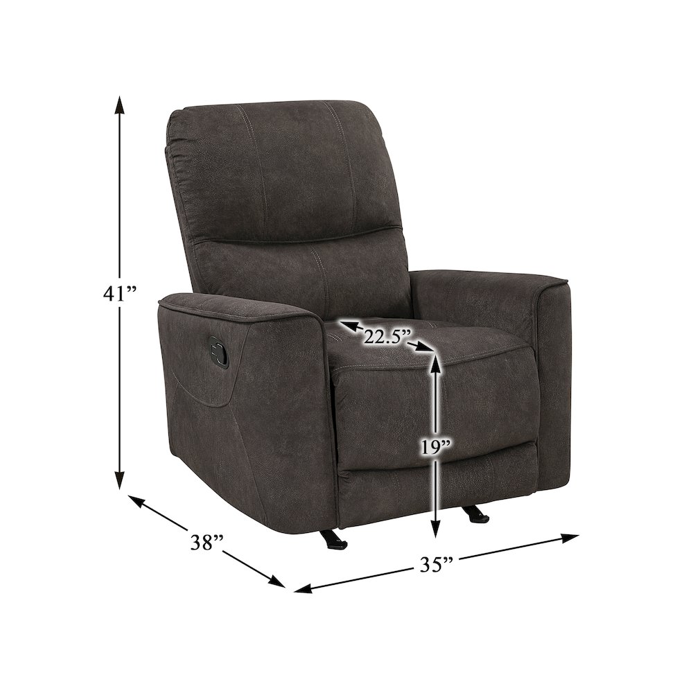 Ouray Microfiber Rocker Reclining Chair in Chocolate. Picture 4