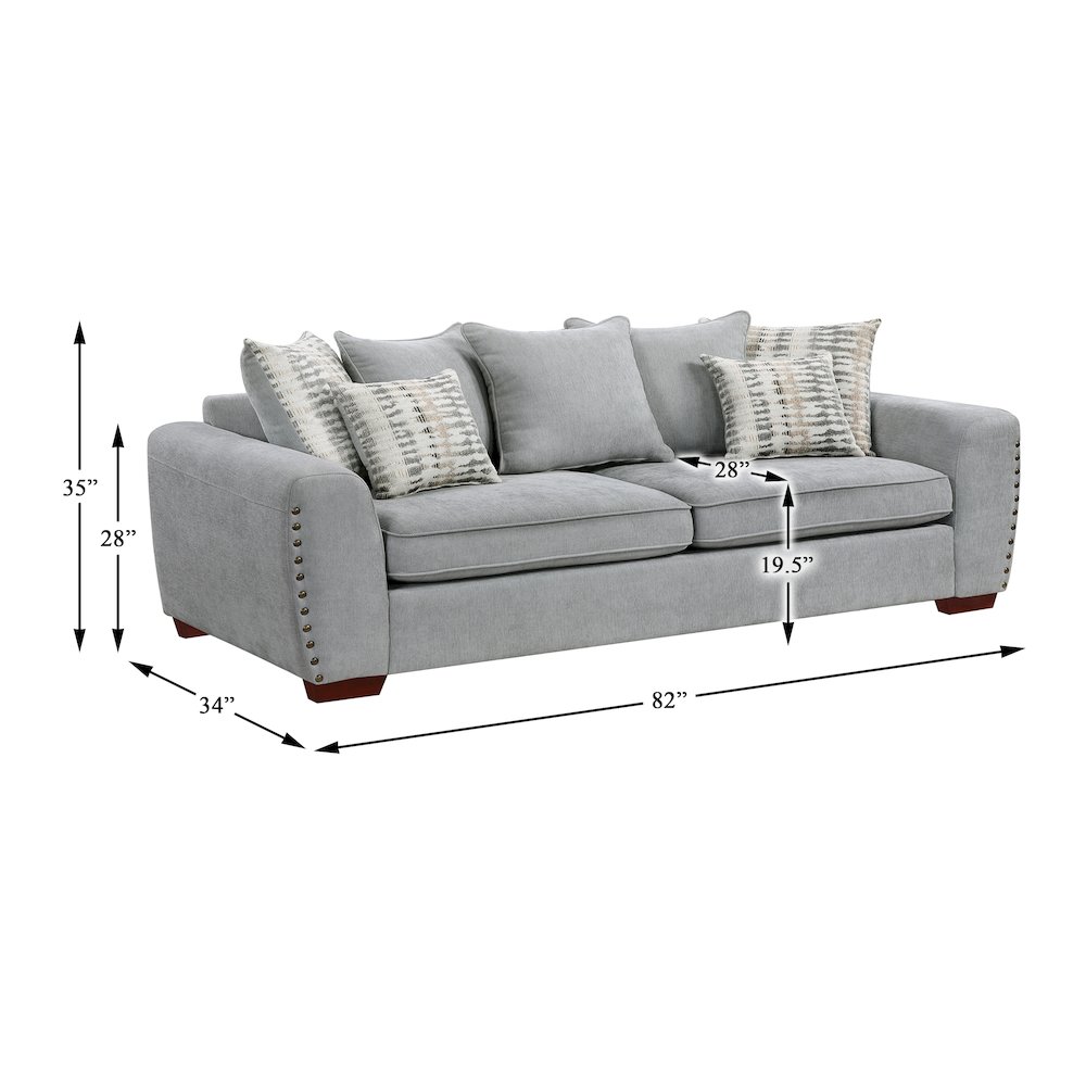 Hume Chenille 2pc Set: Sofa, Loveseat, Chair in Gray. Picture 13