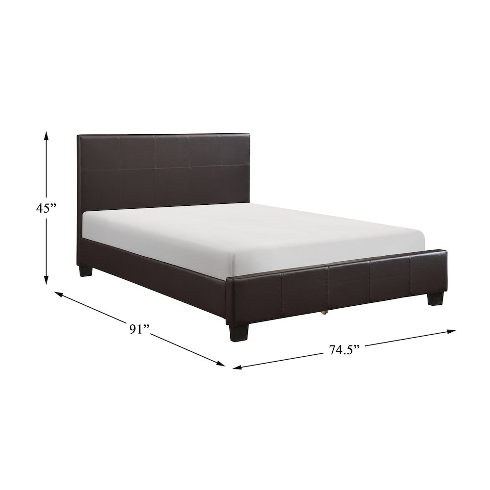 Lorenzi Faux Leather Queen Bed in Dark Brown. Picture 6
