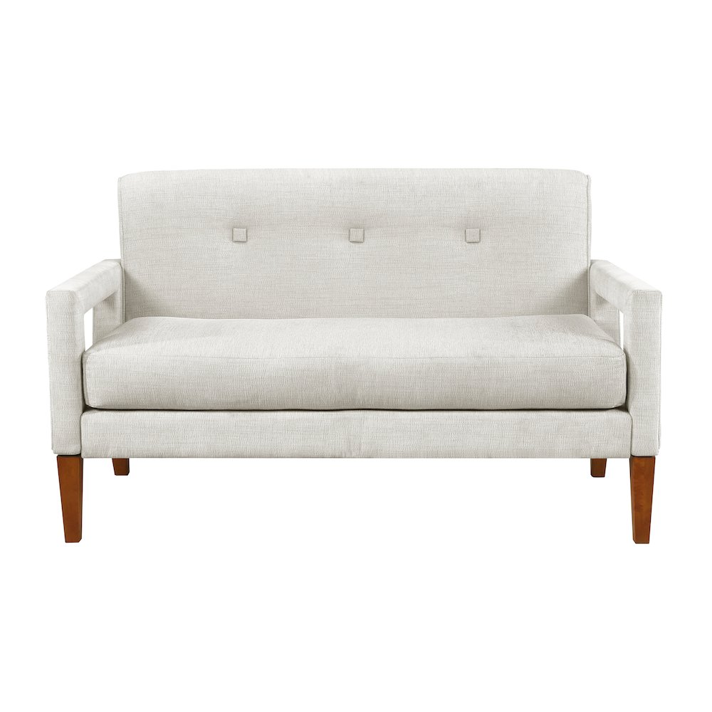 Belfort Chenille Love Seat in Beige. Picture 5