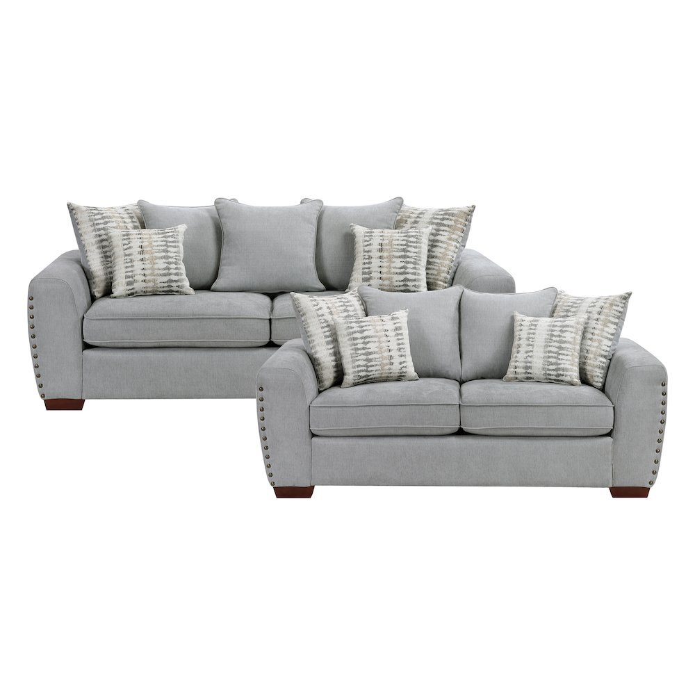 Hume Chenille 2pc Set: Sofa, Loveseat in Gray. Picture 3