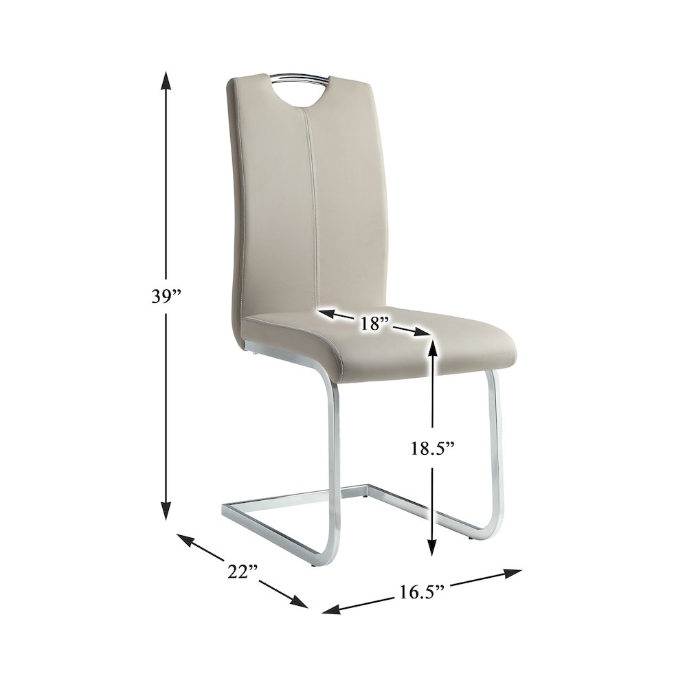 Glissand Metal Dining Room Side Chair, set of 2 in Gray. Picture 4