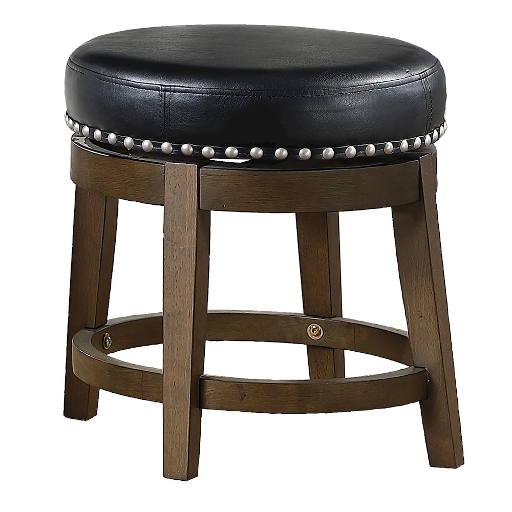 Westby Solid Wood 18" Round Swivel Stool, Set of 2 in Black. Picture 1