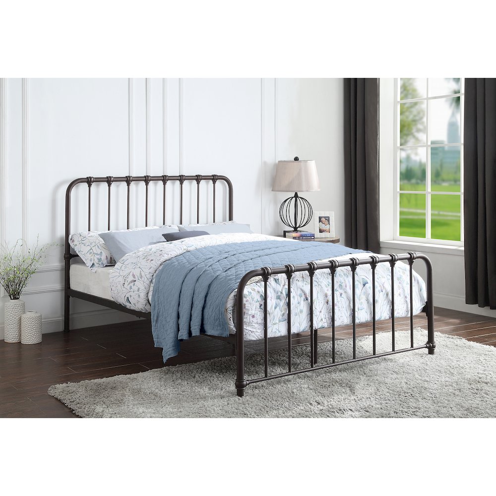 Bethany Metal Queen Platform Bed in Dark bronze. Picture 2