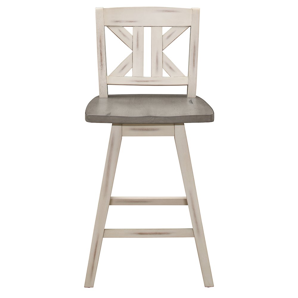 Amsonia Wood Swivel Counter Height Chair, set of 2 in Gray and White. Picture 5