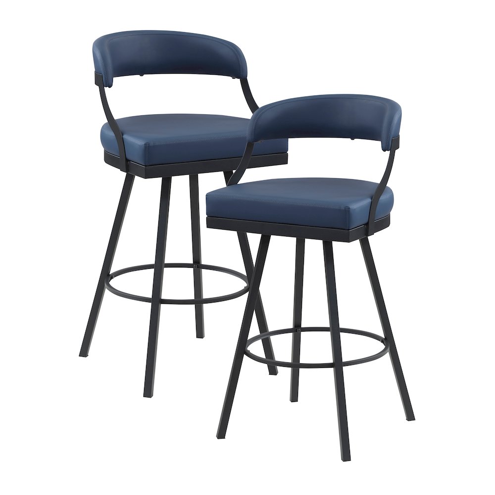 Crowley Faux leather Swivel Pub Height Chair in Blue. Picture 1