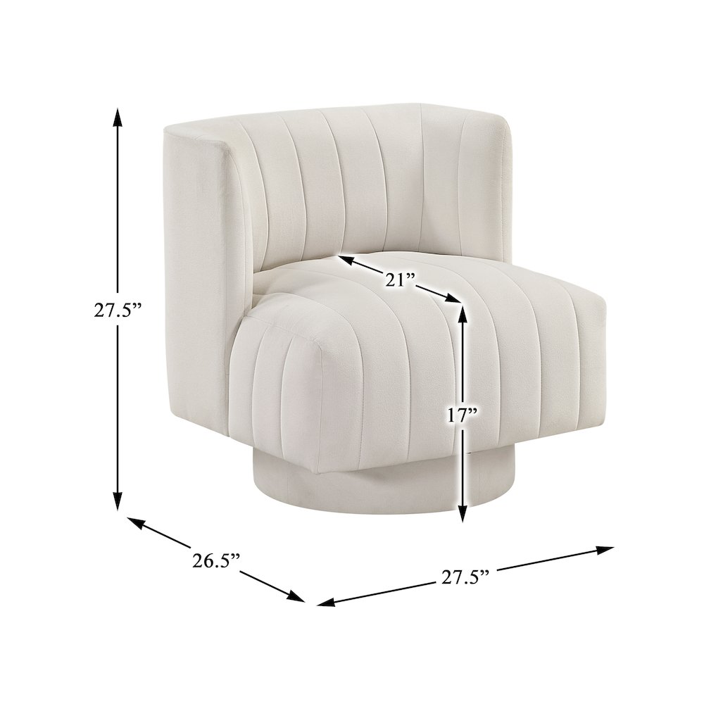 Joyce Textured Swivel Chair in Beige. Picture 5