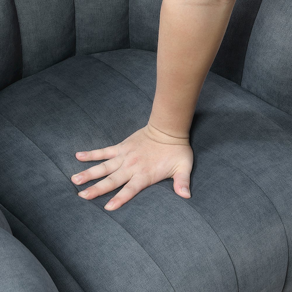 Lonita Velvet Swivel Chair in Dark Gray. Picture 8