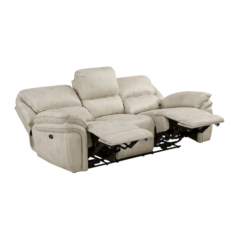 Proctor Microfiber 3pc Set: Sofa, Love, Chair (Power) in Sand. Picture 6