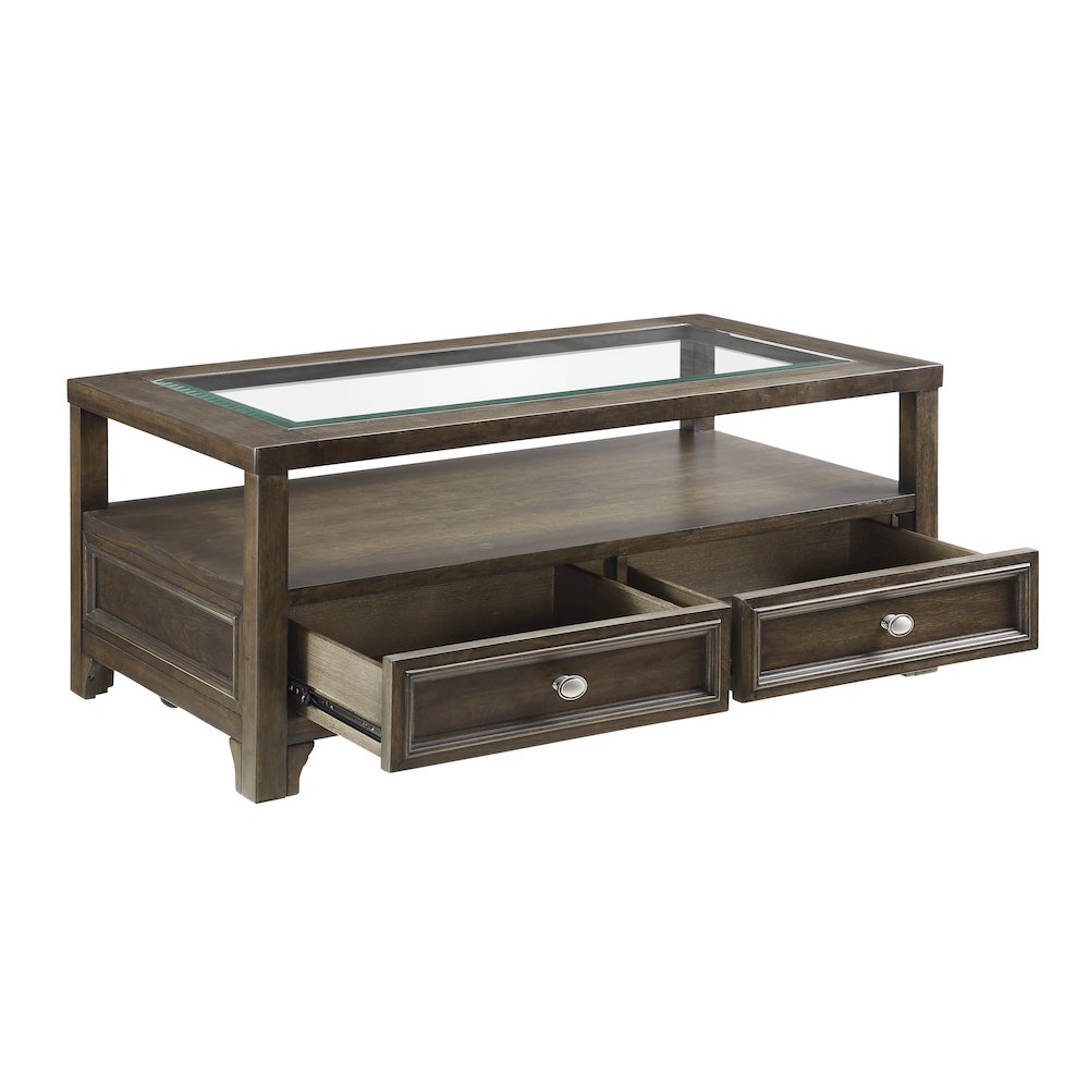 Auburn Asian Hardwood Cocktail Table in Charcoal Brown. Picture 5