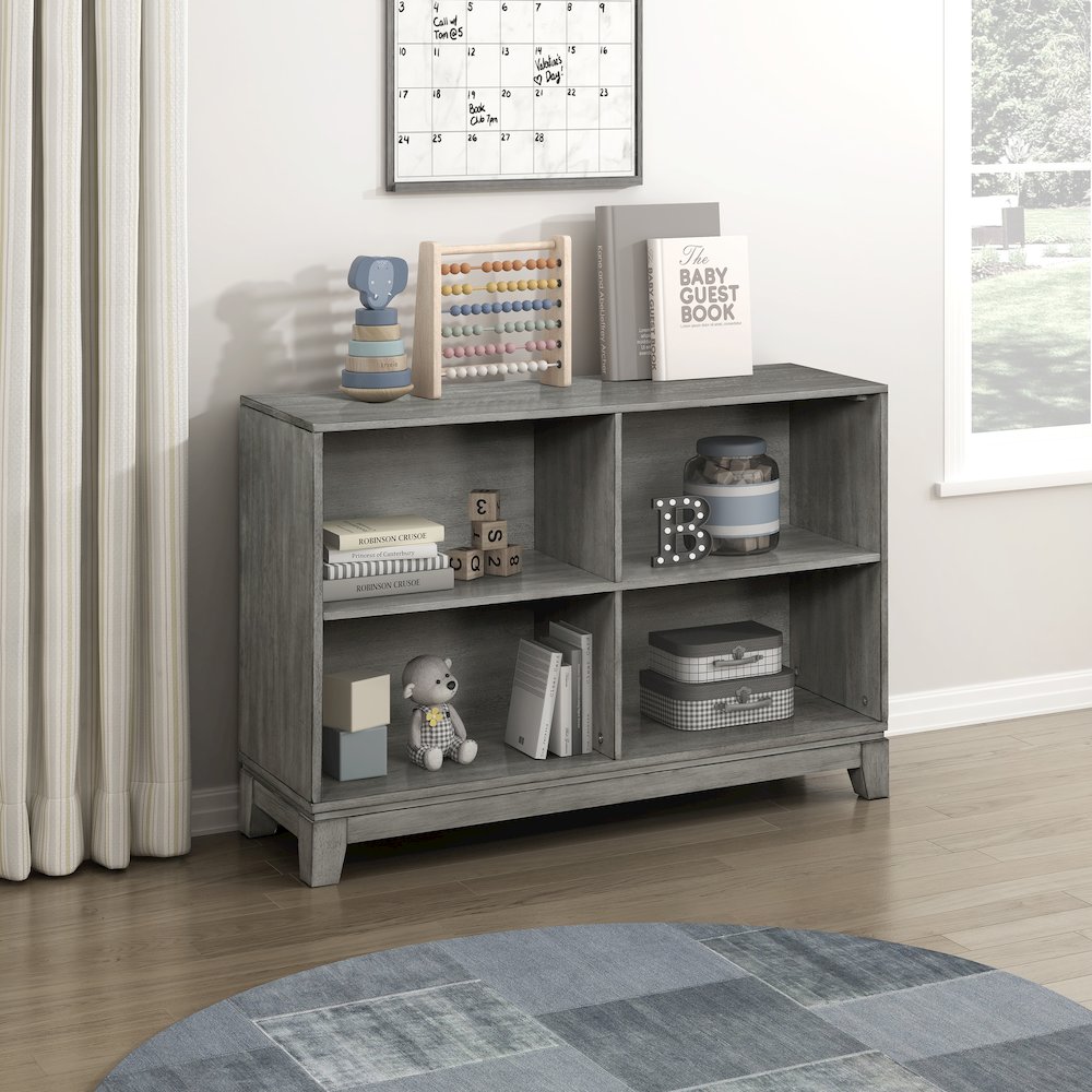 Garretson Acacia Bookcase in Gray. Picture 2
