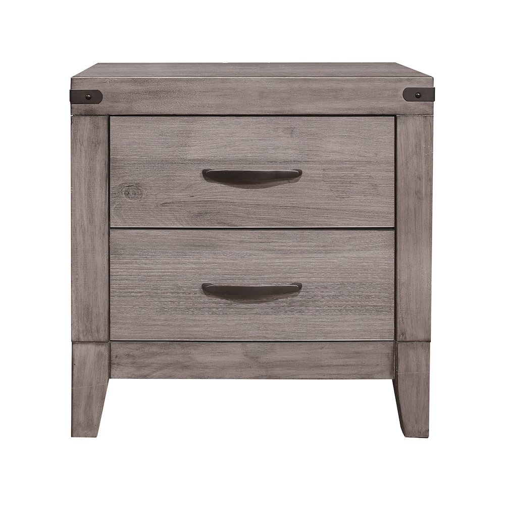 Woodrow Asian Hardwood Nightstand in Gray. Picture 3