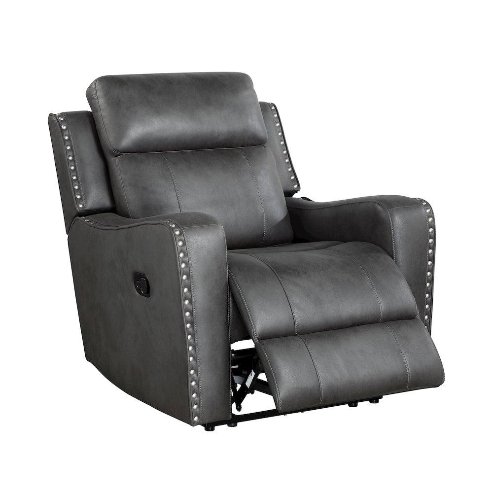 Kellen Microfiber Reclining Chair in Smoky Gray. Picture 7