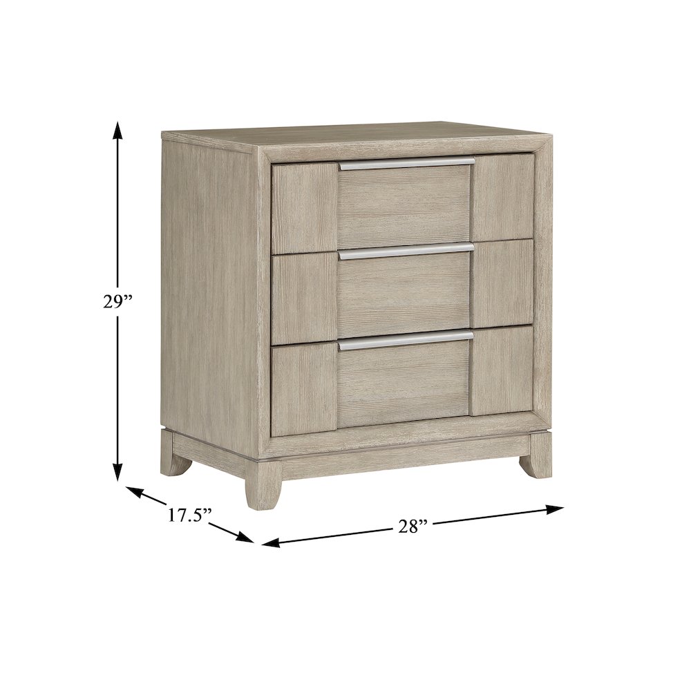 Mckewen Asian Hardwood Nightstand in Light Gray. Picture 3