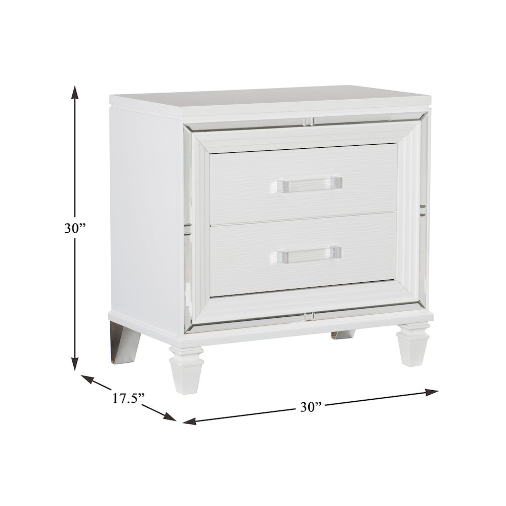 Tamsin Asian Hardwood Nightstand in White Metallic. Picture 4