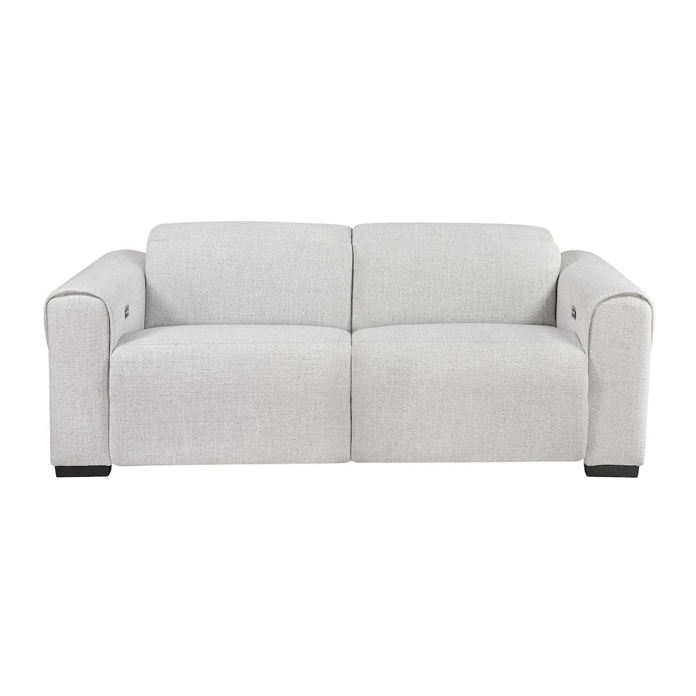 McPherson Chenille Power Double Reclining Love Seat in Cloud. Picture 3