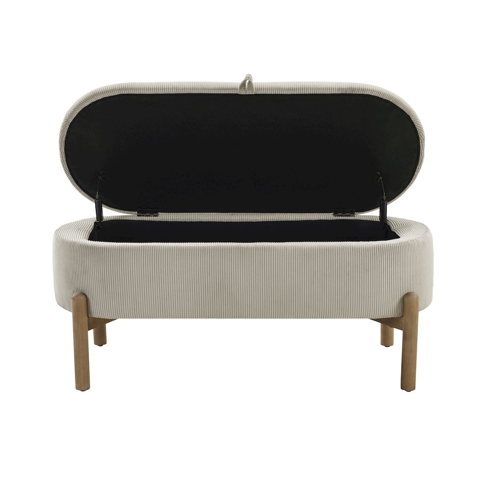 Mavis Corduroy Lift Top Storage Bench in Taupe. Picture 6