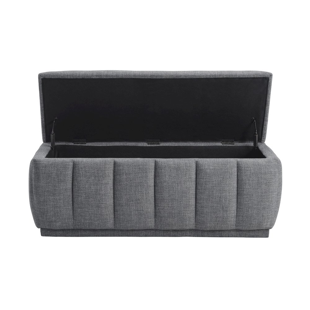 Maize Textured Lift Top Storage Bench in Gray. Picture 6