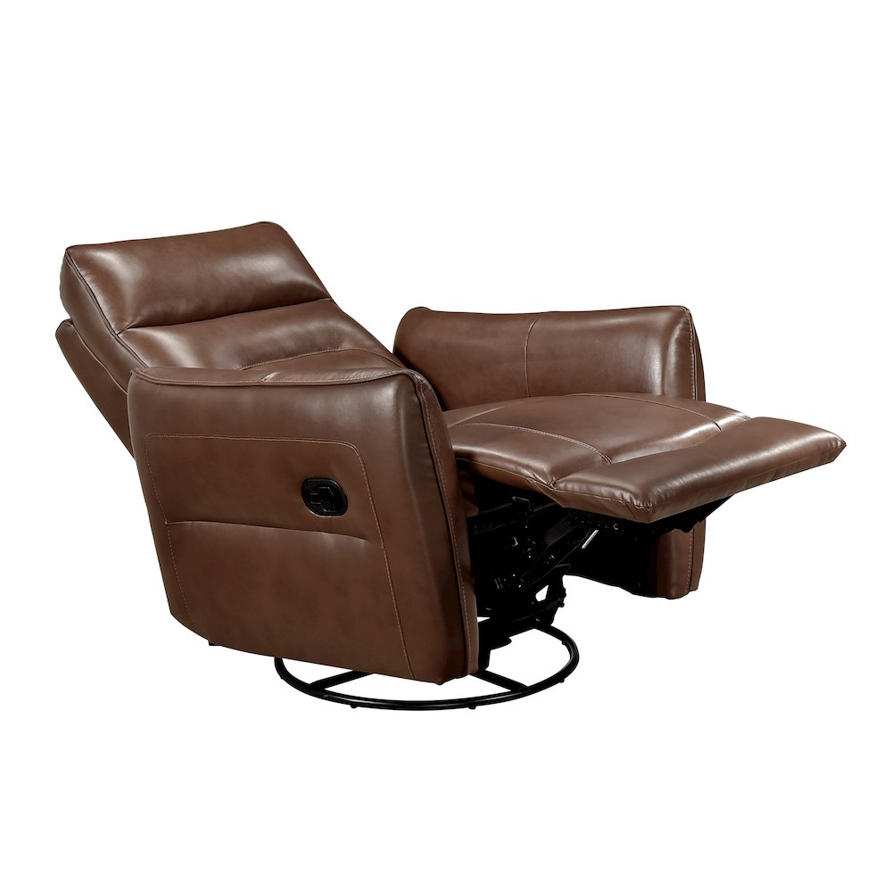 Thomas Leather Swivel Glider Reclining Chair in Toffee Brown. Picture 9
