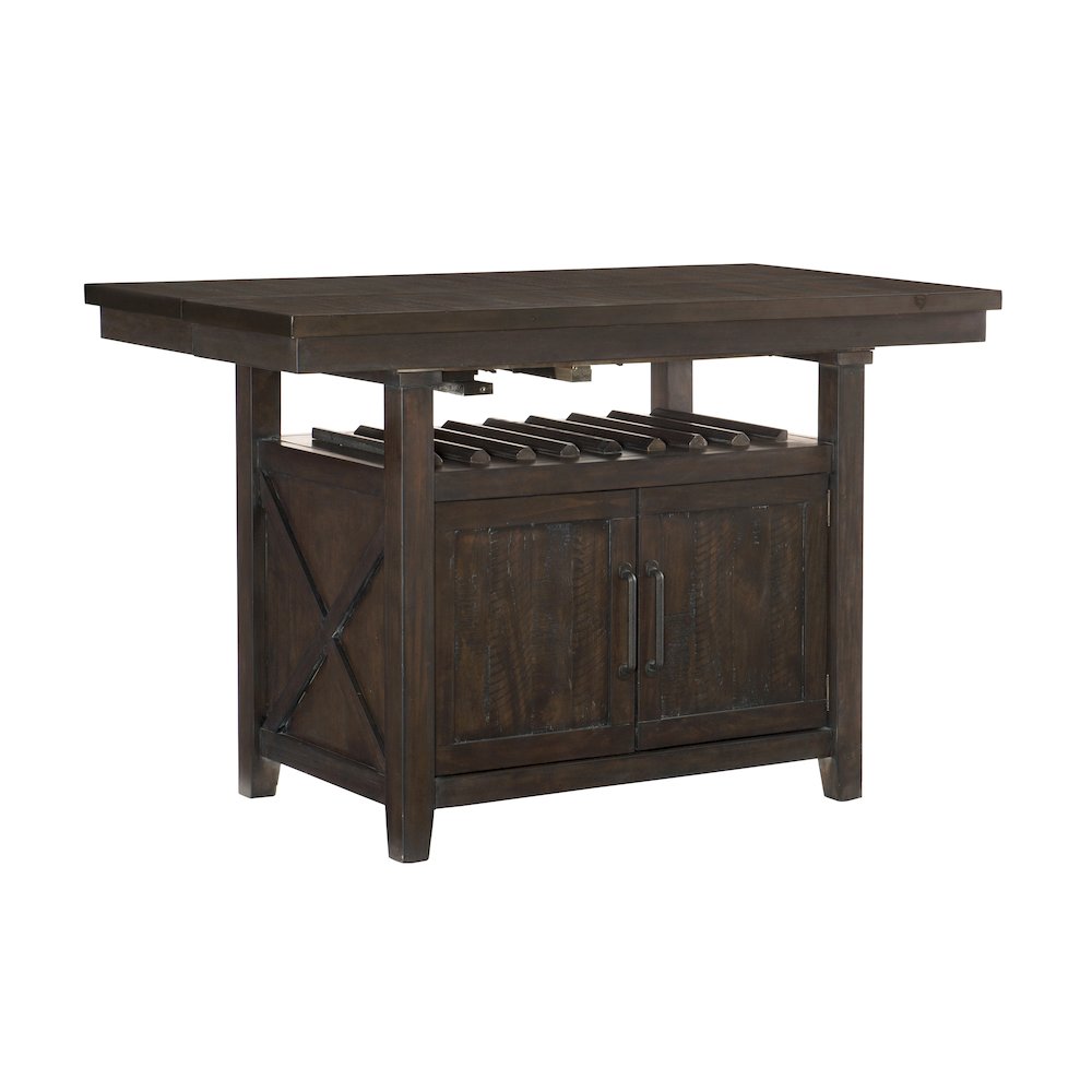 Oxton Asian Hardwood 5pcs Cntr Hght Dining Set in Distressed Dark Cherry. Picture 2
