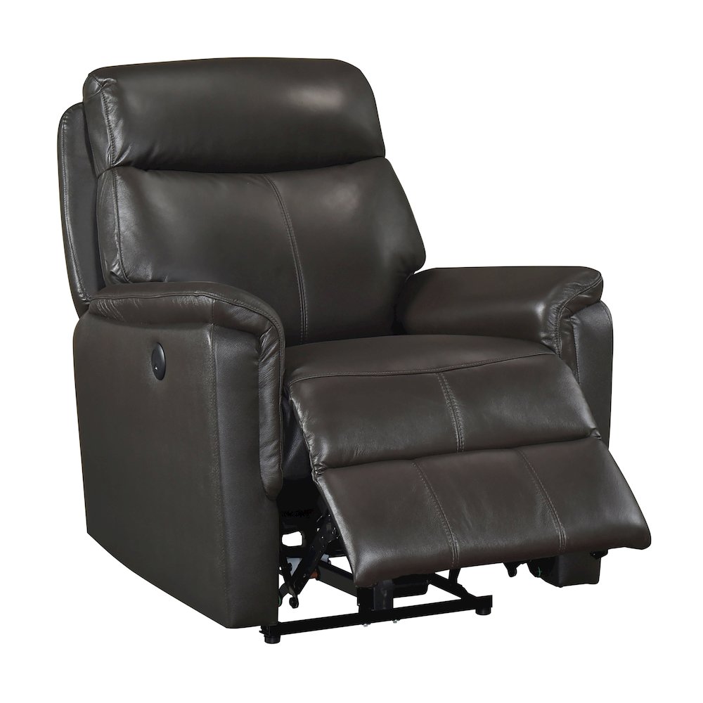 Leif Leather Power Reclining Chair in Dark Brown. Picture 7