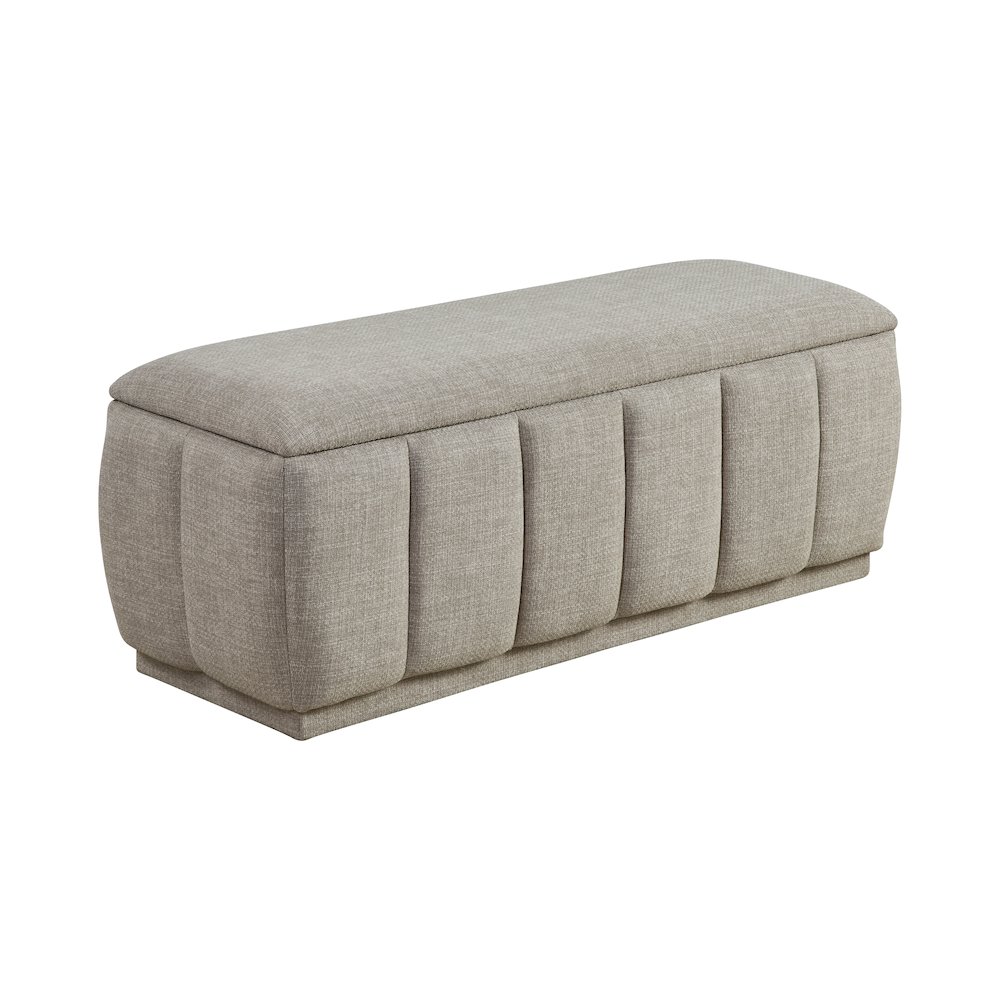 Maize Textured Lift Top Storage Bench in Taupe. Picture 1