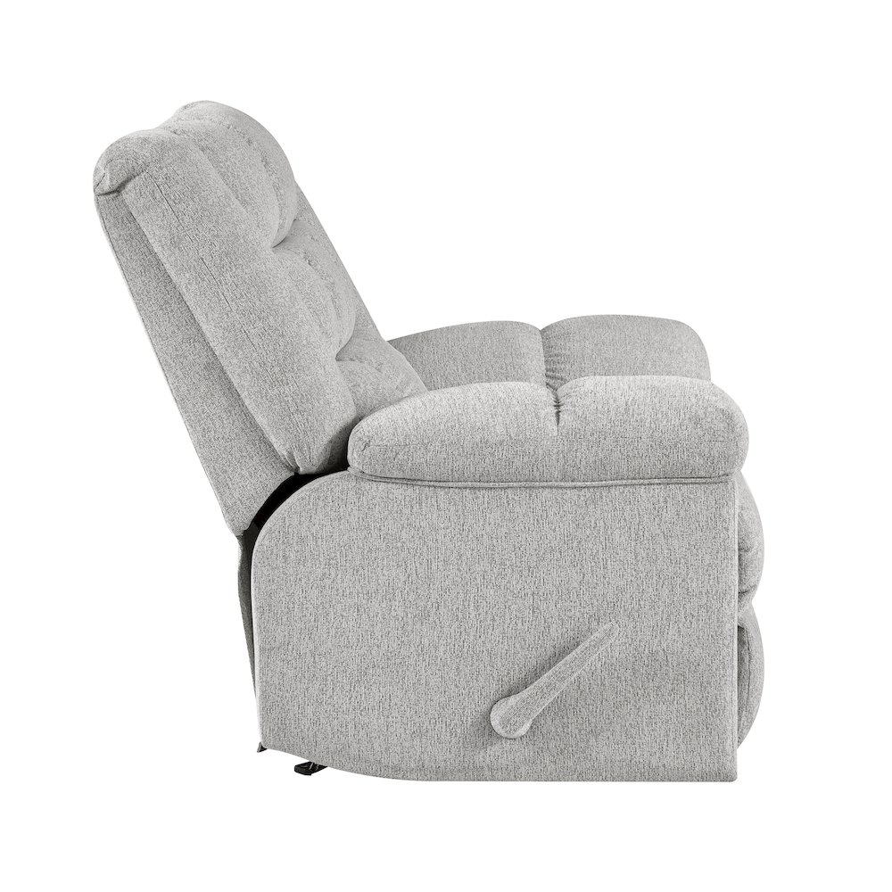 Baldwin Chenille Rocker Reclining Chair in Light Gray. Picture 6