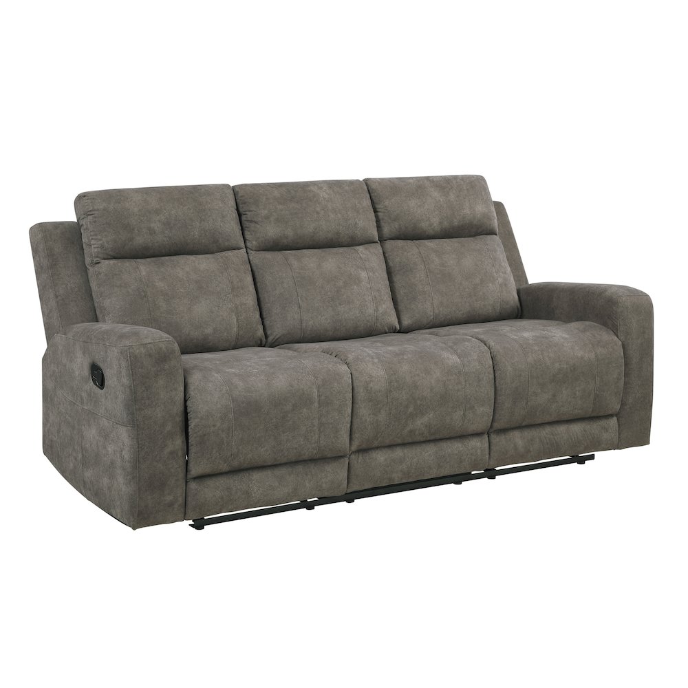 Muncie Microfiber Double Reclining Sofa in Brown. Picture 1