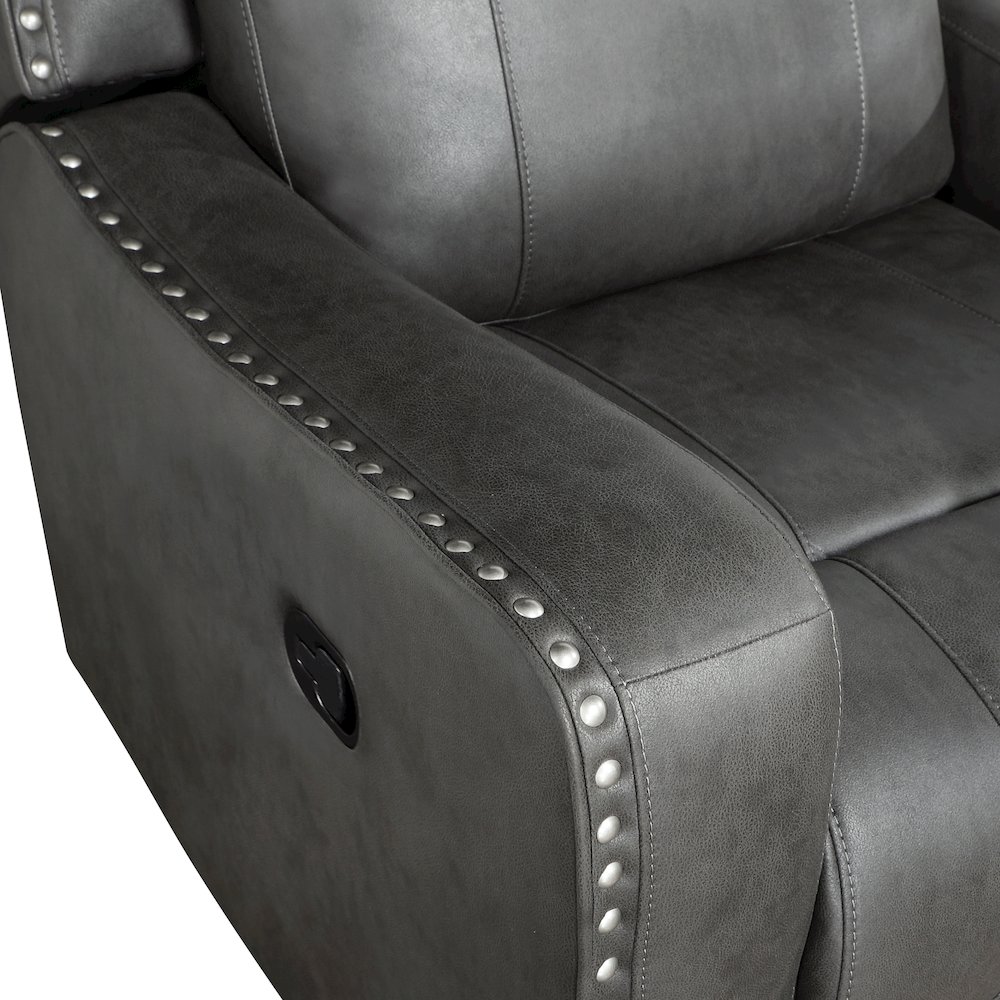 Kellen Microfiber Reclining Chair in Smoky Gray. Picture 9