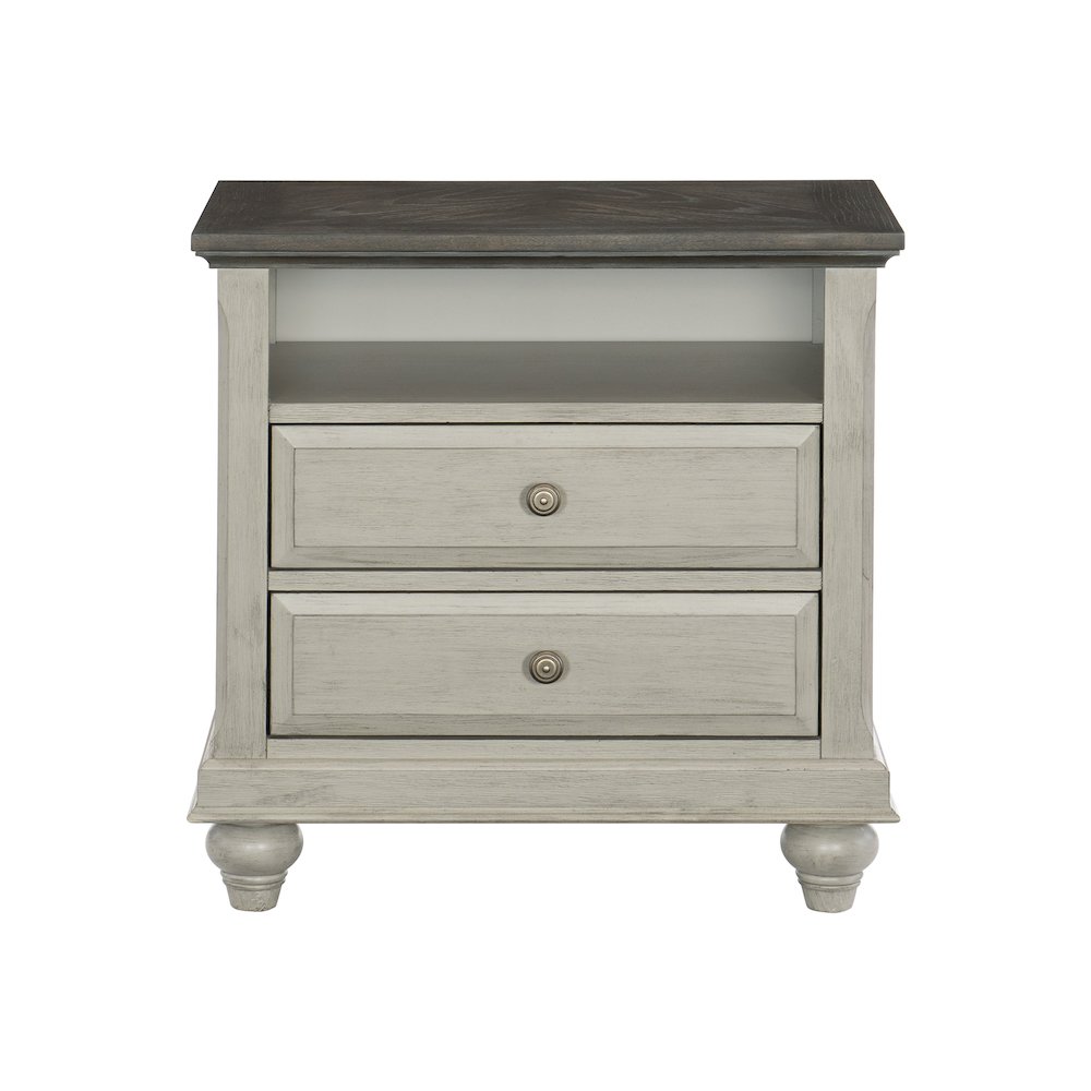 Mossbrook Pine Nightstand in 2-Tone Finish: Dark Brown and Light Gray. Picture 3