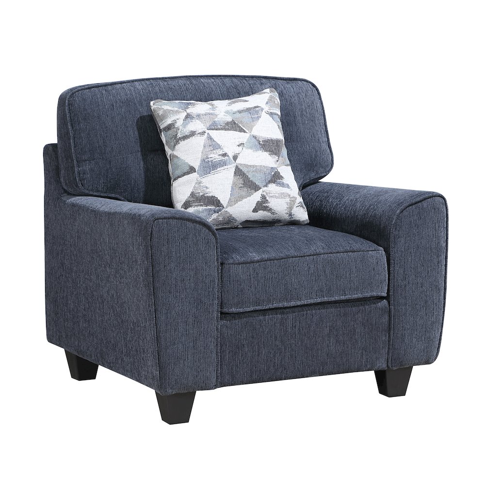 Bennett Chenille 3pc Set: Sofa, Love, Chair in Blue. Picture 1