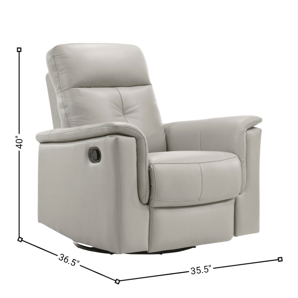 Silver Leather Swivel Glider Recliner, Elegant Leather Recliner Chair. Picture 7