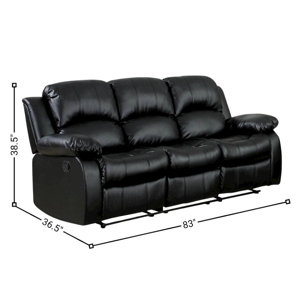 Black Leather Recliner Sofa, Elegant Sofa Recliner for Living Rooms. Picture 10