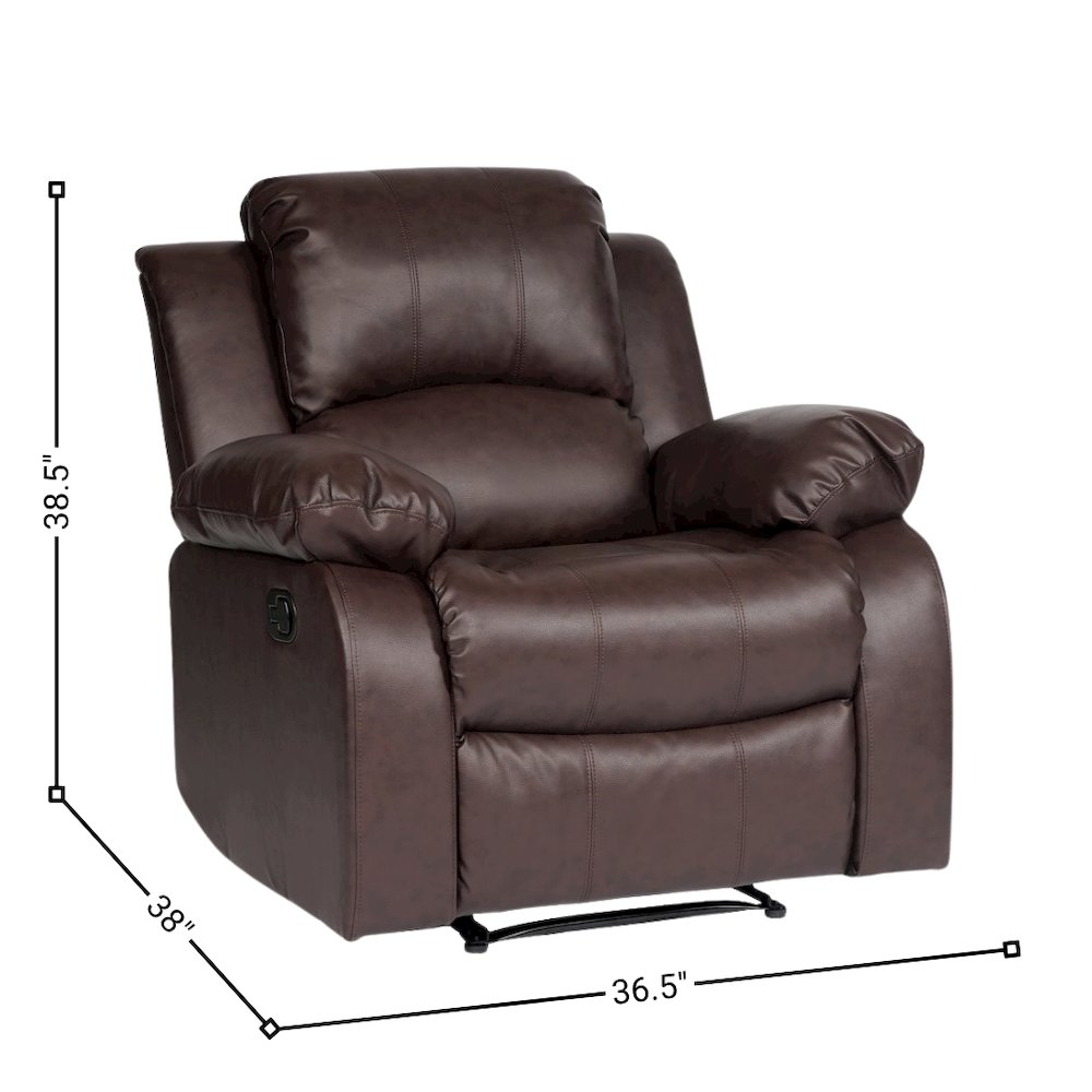 Brown Leather Recliner Chair, Recliner for Compact Living Spaces. Picture 7