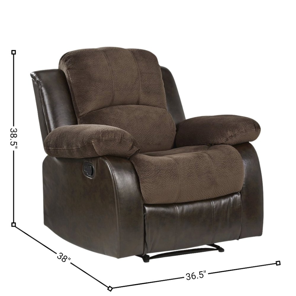 Chocolate Color Fabric Recliner Chair, Plush Manual Recliner for Living Spaces. Picture 6