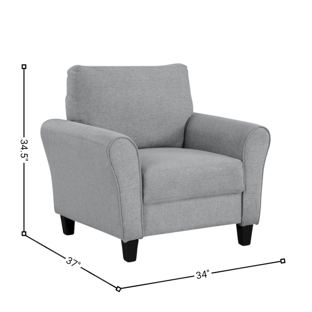 Dark Gray Upholstered Arm Chair, Elegant Accent Chair for Living Room Spaces. Picture 6