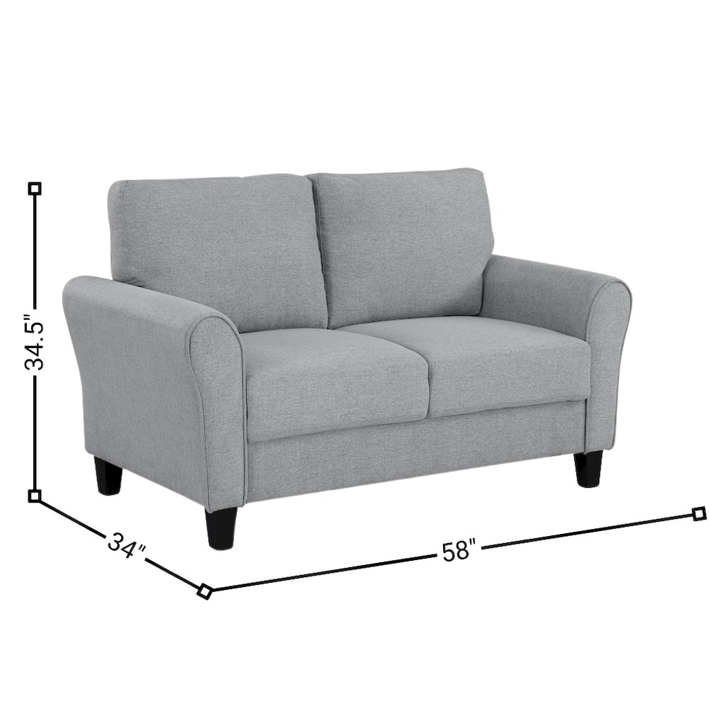 Dark Gray Upholstered Love Seat, Small Loveseat Sofa for Compact Spaces. Picture 6