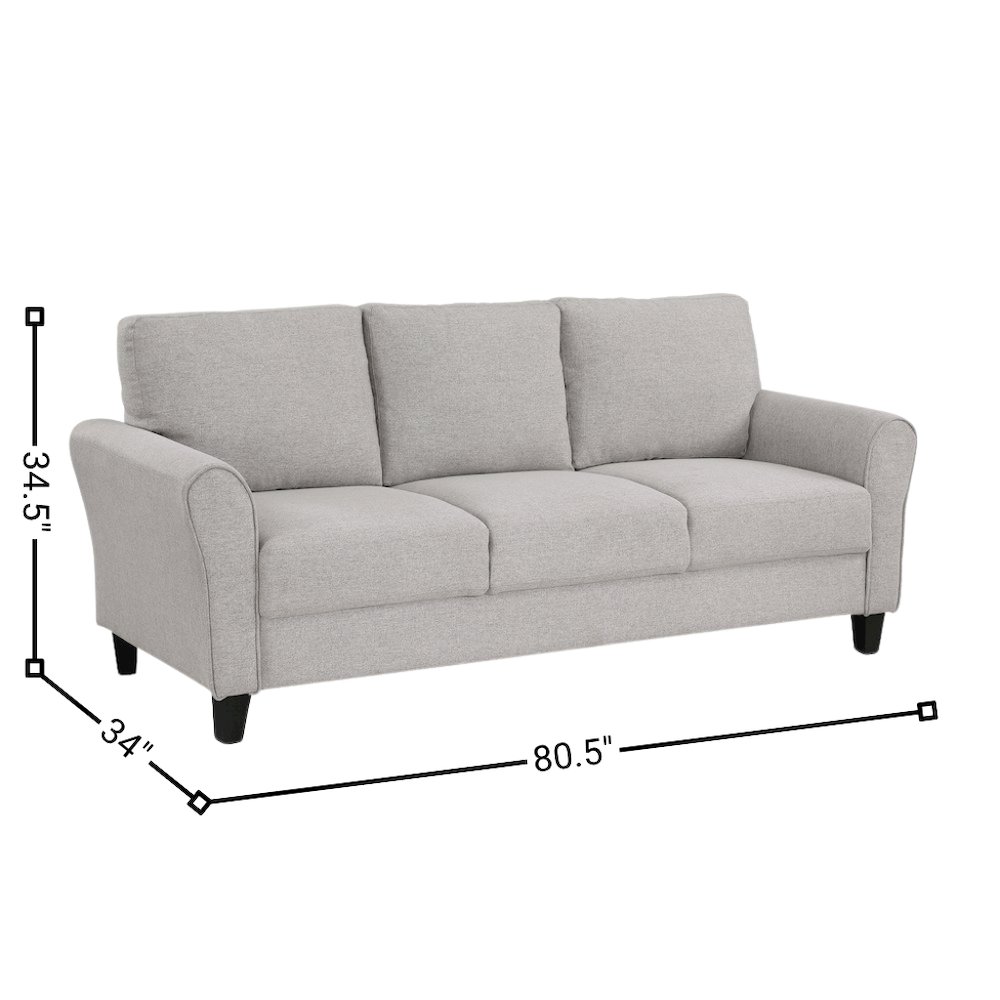 Sand Color Upholstered 3 Seater Couch, Elegant Small Sofa Couch for Living Rooms. Picture 6
