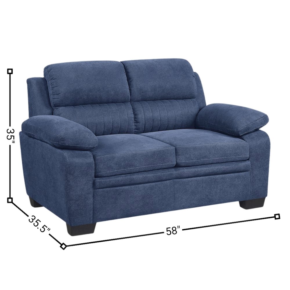 Blue Small Love Seat Couch with Textured Fabric for Living Room. Picture 6