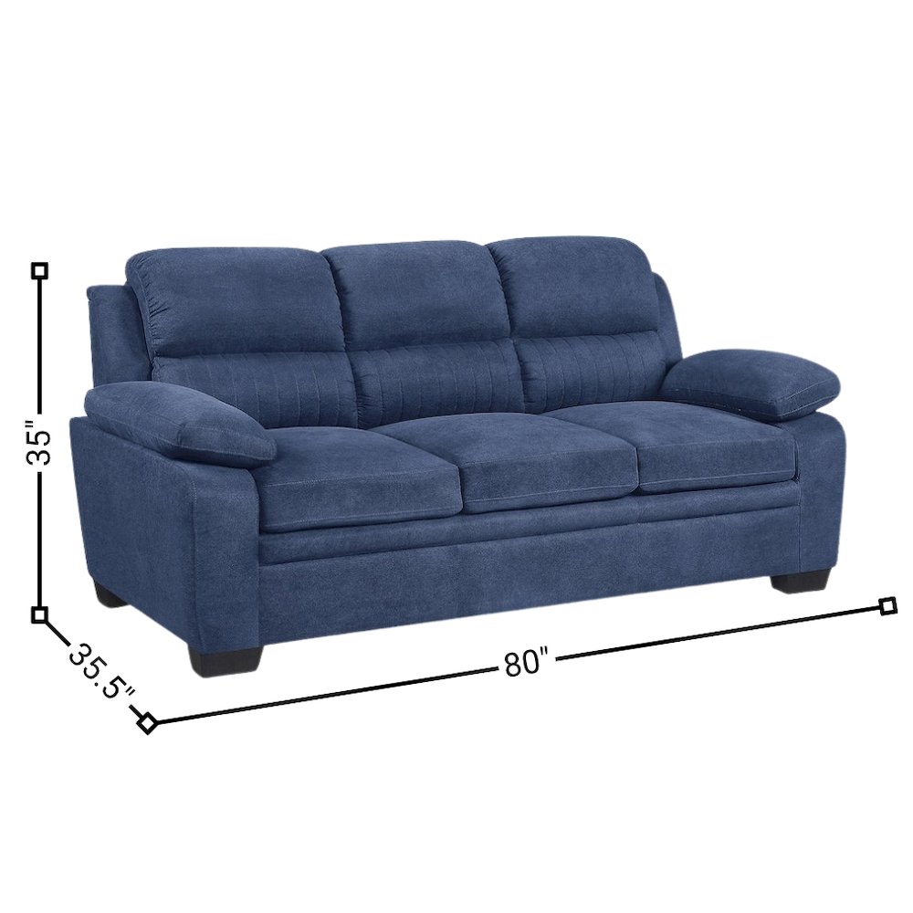 Blue Textured Fabric 3-Seater Couch Sofa Ideal for Living Room. Picture 6