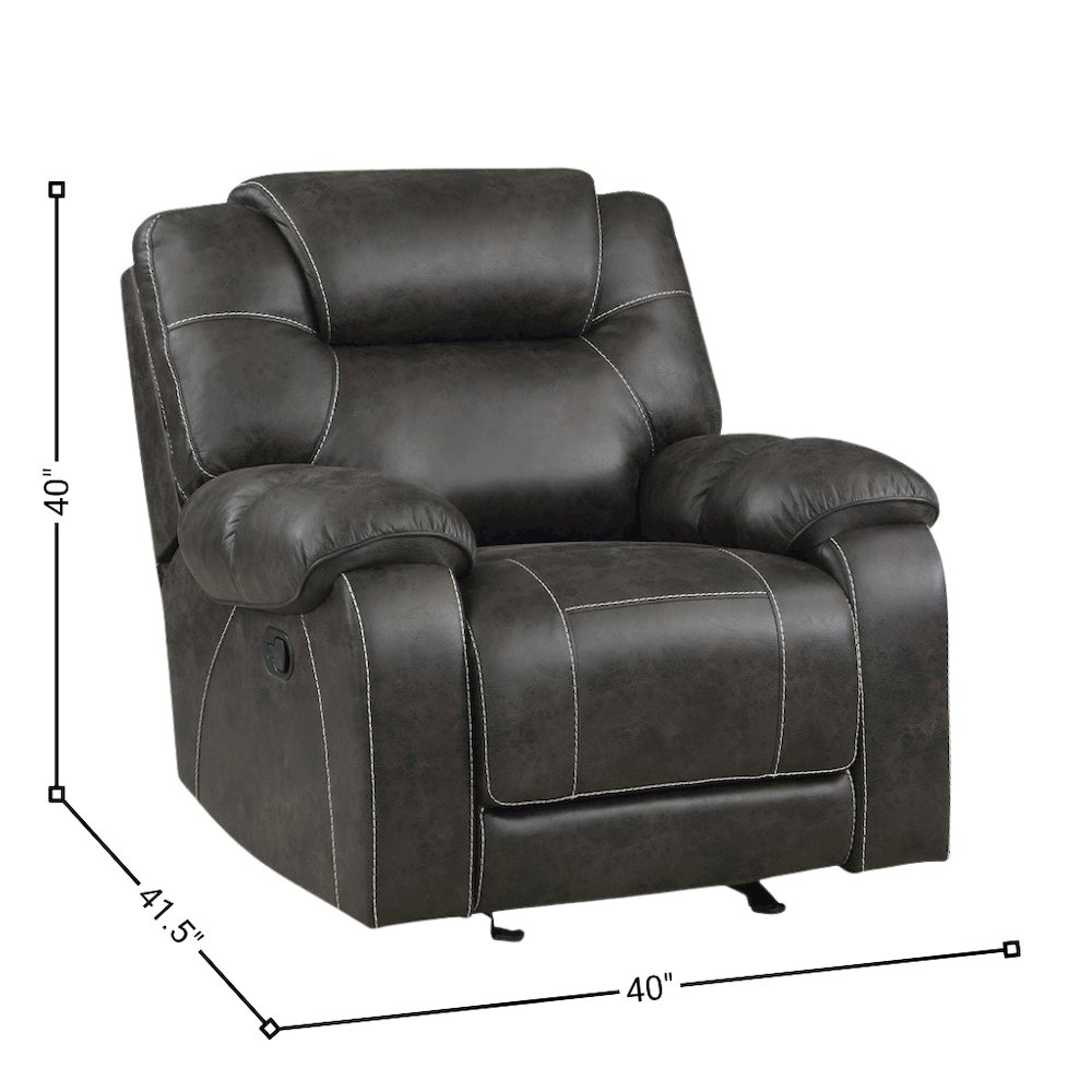 Chocolate Microfiber Manual Glider Recliner Chair with Plush Cushions. Picture 6