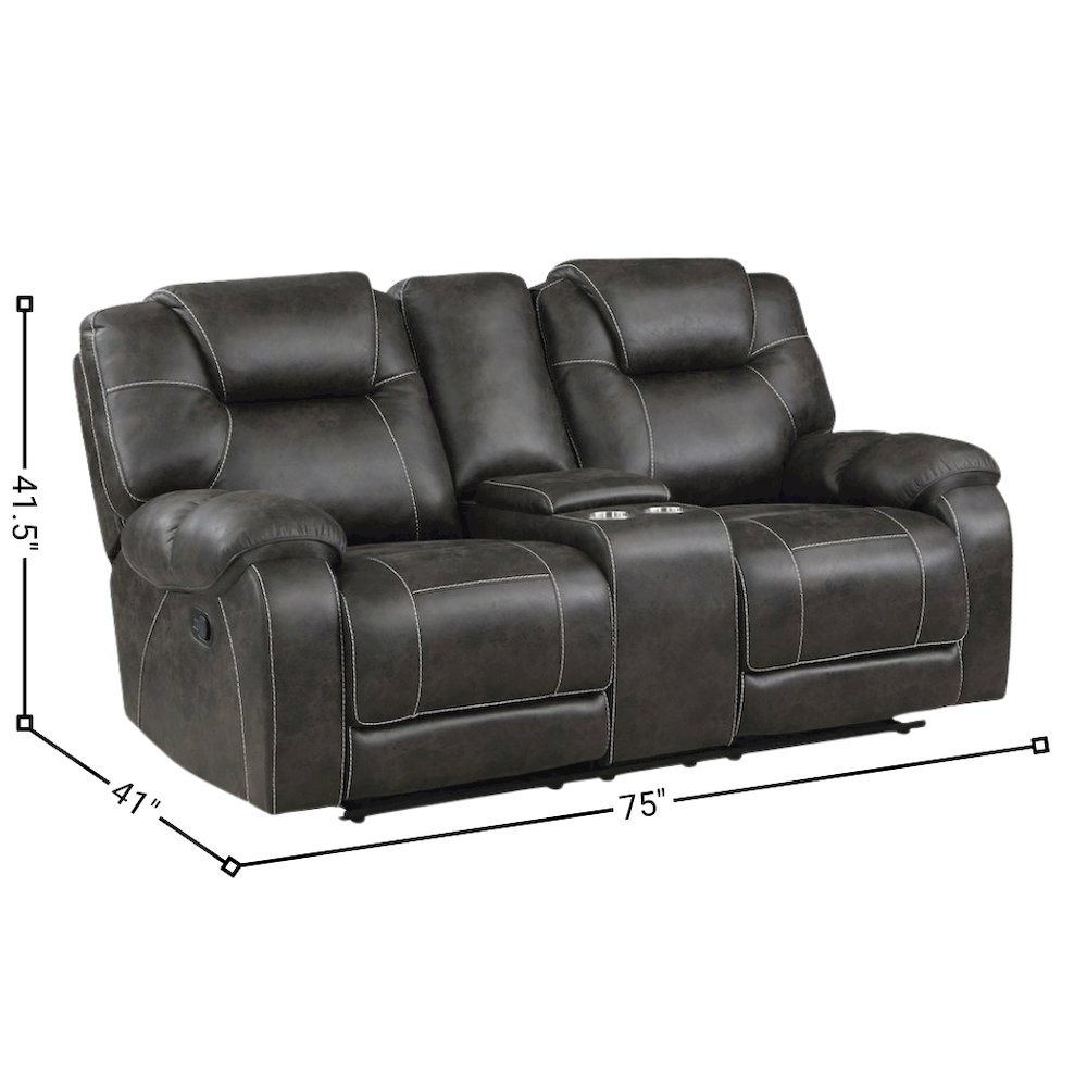 Brown Reclining Loveseat with Manual Recliner Chairs and Double Recliner. Picture 7