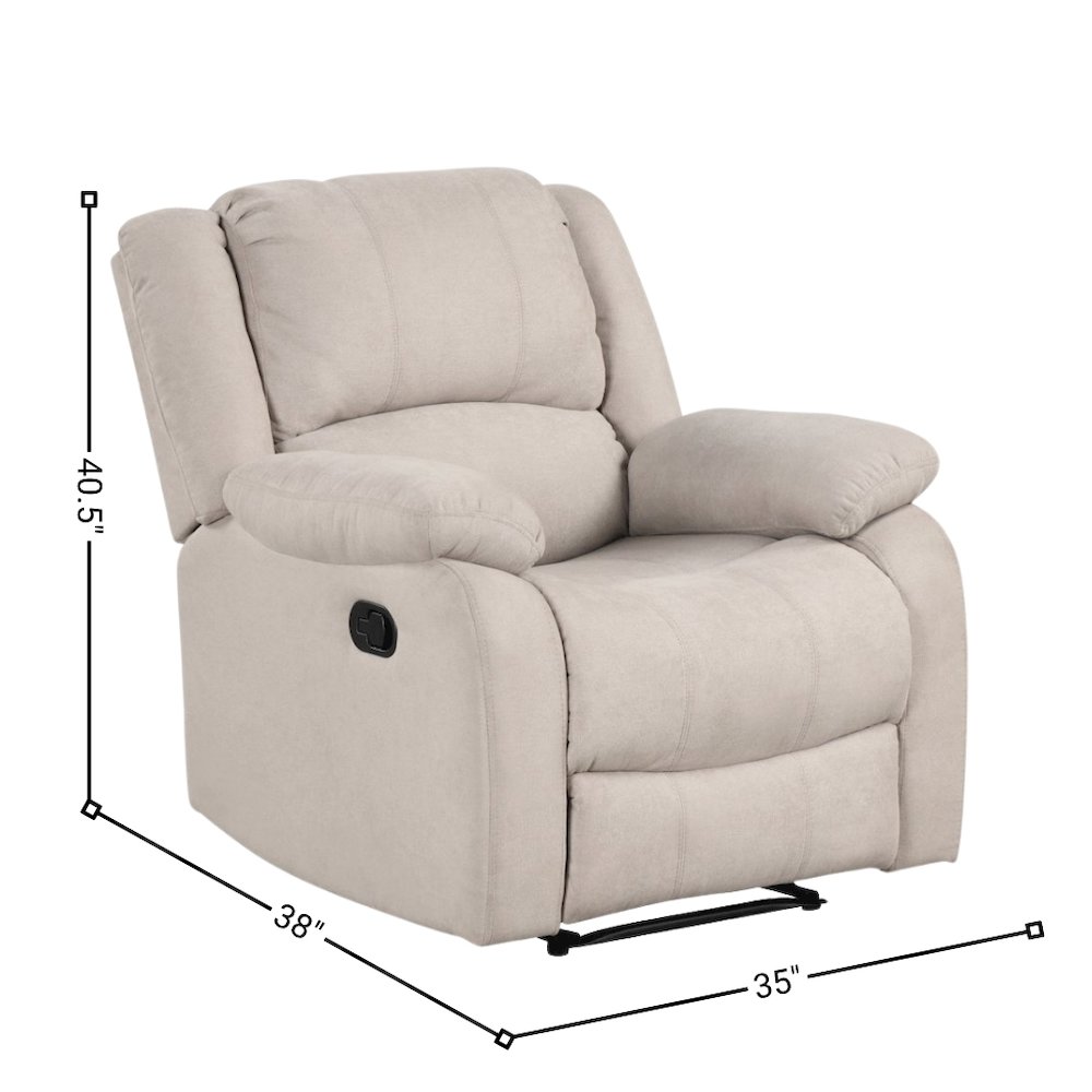 Beige Manual Recliner, Plush Reclining Chair for Living Room Comfort. Picture 7