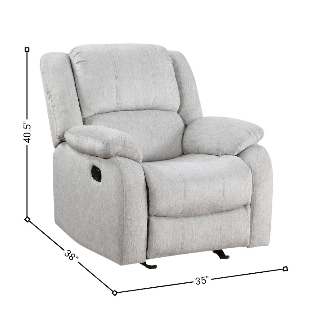 Gray Manual Recliner, Plush Reclining Chair for Living Room Comfort. Picture 4