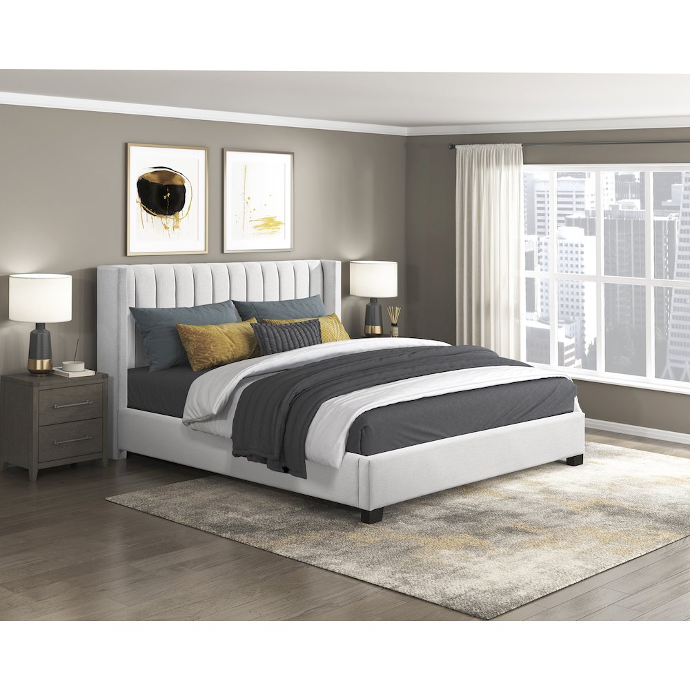 Emerson Textured California King Bed in a Box in Beige. Picture 5